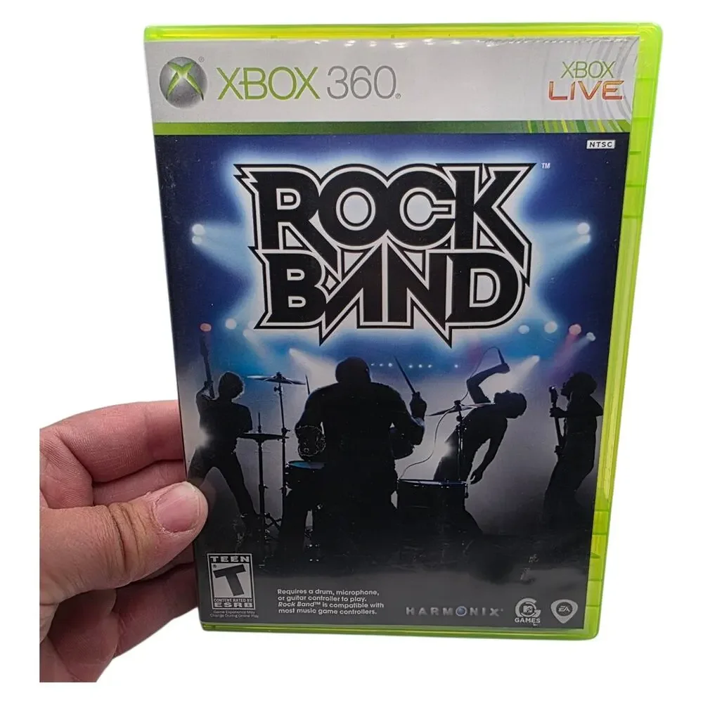 Rock Band Microsoft Xbox 360 Complete CIB Tested w/ Manual Clean Disc Guitar Gam